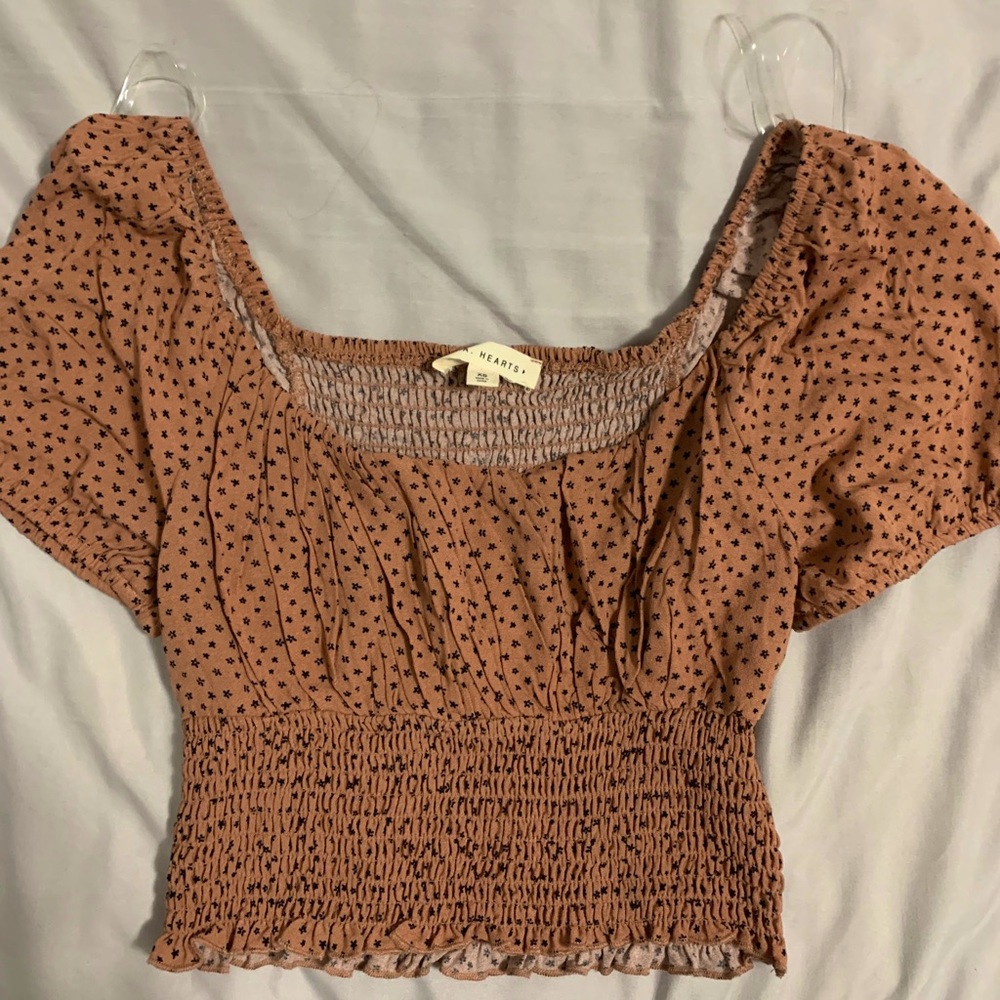 Pacsun L.A Hearts short sleeve brown crop top